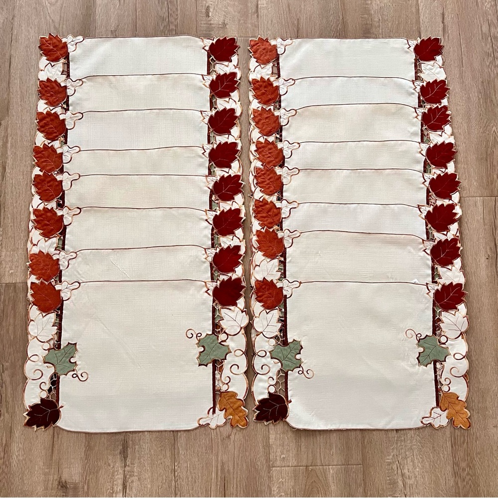 Beautiful Sam Hedaya‎ Fall Maple Leaf Placemats Napkins 12” X 19” Set Of 16